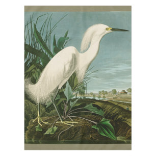 Audubon Snowy Heron White Egret Bird Vogelbeobacht Tischdecke