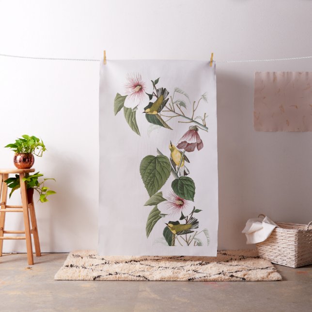 Audubon Trällerer-Vogel-Tier-Blumengewebe Stoff (Beispiel)