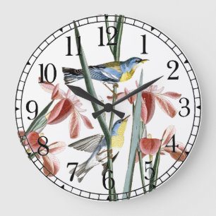 Audubon Trällerer-Vogel-Tier-BlumenWanduhr Große Wanduhr