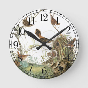 Audubon Wren Birds Animals Wildlife Wall Clock Runde Wanduhr