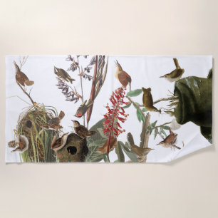Audubon Zaunkönig-Vogel-Nest-Blumen-Badetuch Strandtuch