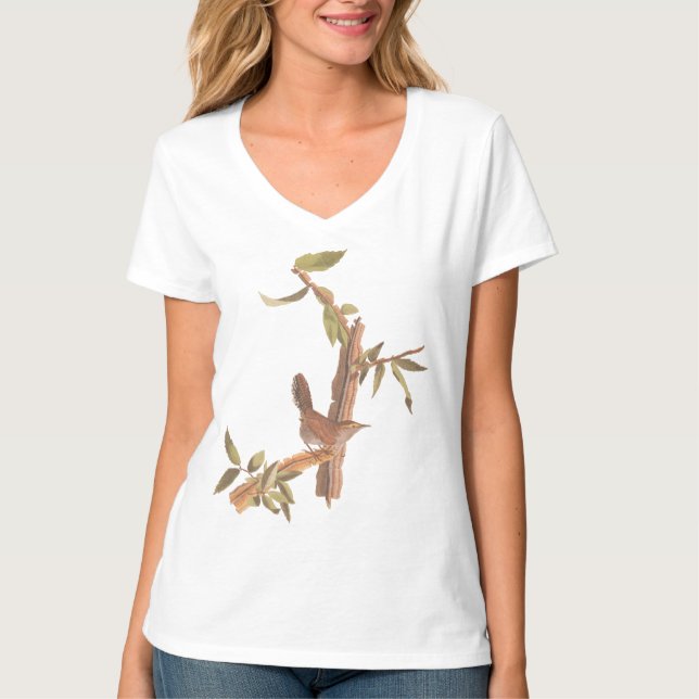 Audubons Bewick's Long Tail Wren Song Bird T-Shirt (Vorderseite)