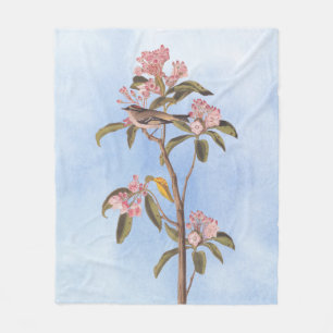 Audubon's Cuvier's Kinglet Bird auf Pink Calico Fleecedecke
