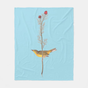 Audubons Hooded Warbler Bird auf der Roten Blume Fleecedecke