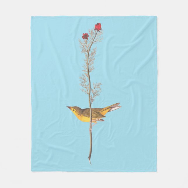 Audubons Hooded Warbler Bird auf der Roten Blume Fleecedecke (Vorderseite)