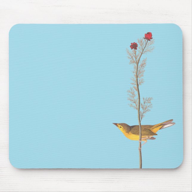 Audubons Hooded Warbler Bird auf der Roten Blume Mousepad (Vorne)