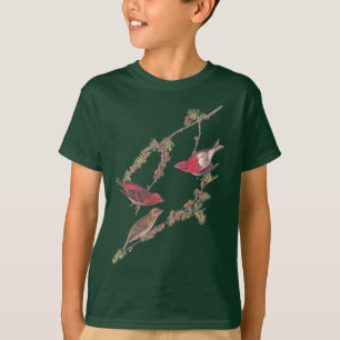Audubons Lila Finch-Roter Vogel auf der schwarzen T-Shirt