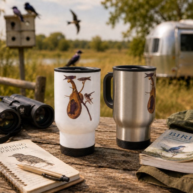 Audubons Lila Martin Reisebecher (TVintage Audubon Purple Martin travel mugs for birdwatchers, campers, and nature lovers.)