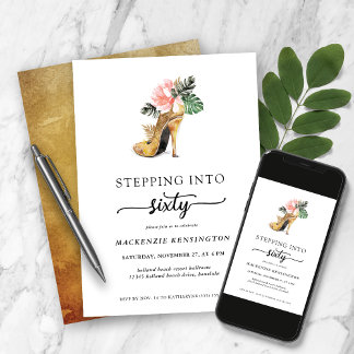 Auf 60 schicke, blumige Heelse zum Geburtstag Einladung