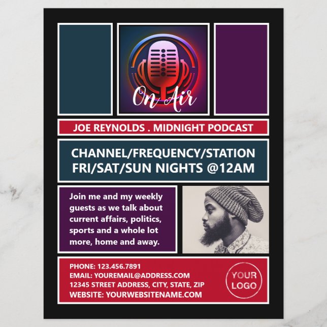 Auf Air Podcaster, Retro Podcast Werbung Flyer (Vorne)