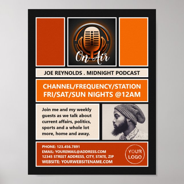 Auf Air Podcaster, Retro Podcast Werbung Poster (Vorne)