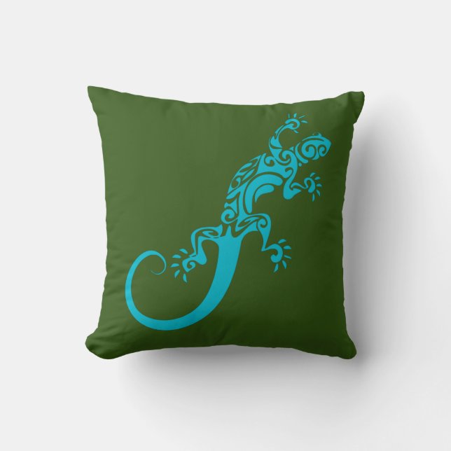 Auf Blue Gecko As Furz. Kook Art Throw Pillow Kissen (Vorderseite)