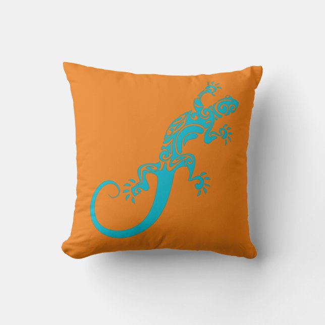Auf Blue Gecko As Furz. Kook Art Throw Pillow Kissen (Vorderseite)