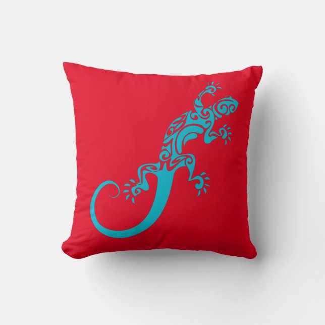 Auf Blue Gecko As Furz. Kook Art Throw Pillow Kissen (Vorderseite)