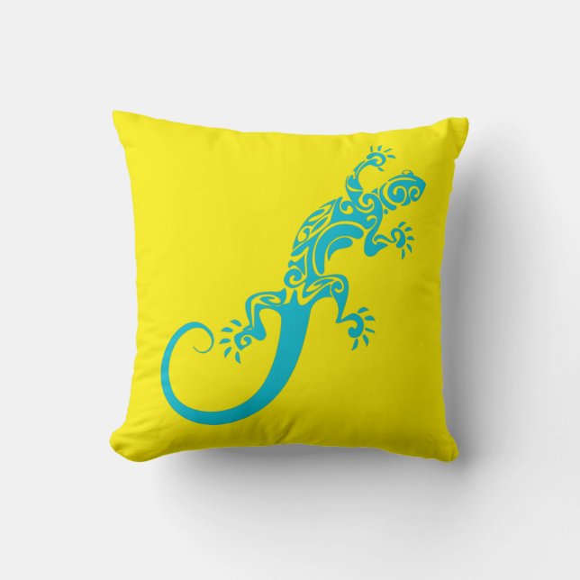 Auf Blue Gecko As Furz. Kook Art Throw Pillow Kissen (Vorderseite)