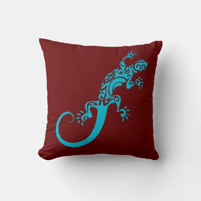Auf Blue Gecko As Furz. Kook Art Throw Pillow Kissen (Vorderseite)