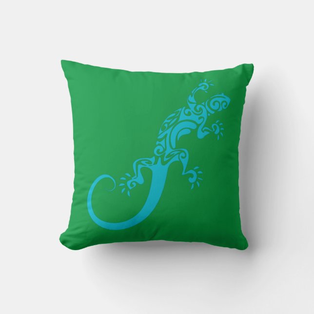 Auf Blue Gecko As Furz. Kook Art Throw Pillow Kissen (Vorderseite)