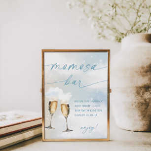 Auf Cloud 9 Baby Shower Blau Momosa Bar Schild Pos