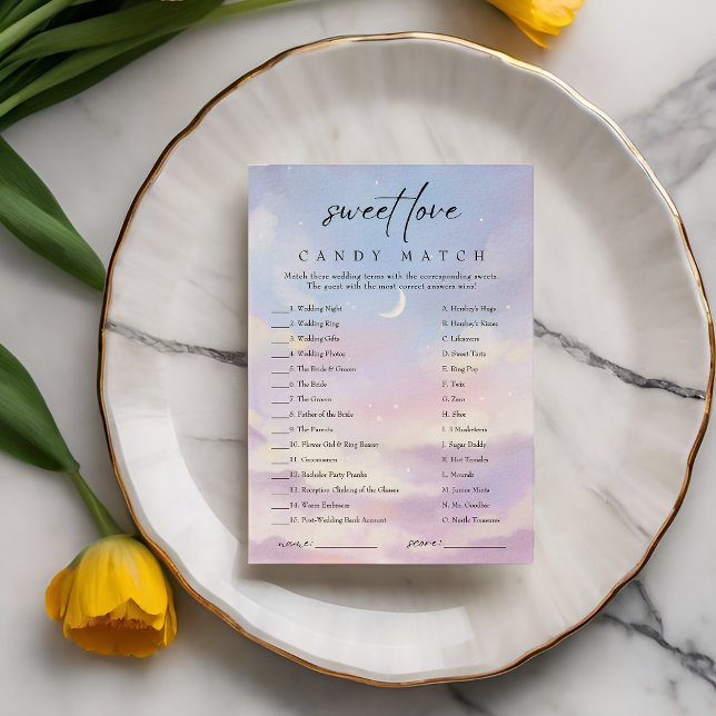 Auf Cloud 9 Candy Match Brautparty Game Card Einladung (Von Creator hochgeladen)