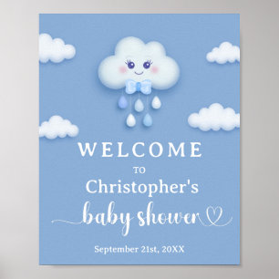 Auf Cloud 9 niedlich Blue Boy Babydusche Begrüßung Poster