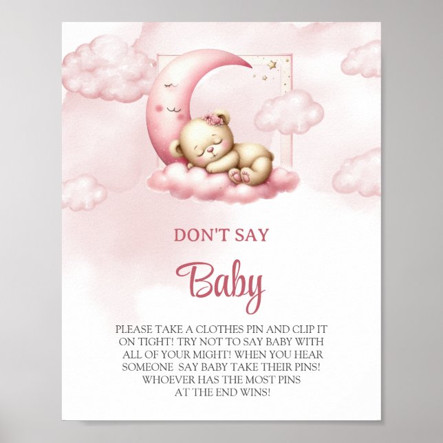 Auf Cloud 9 niedlich Pink Girl sagen nicht Babyspi Poster (Vorne)
