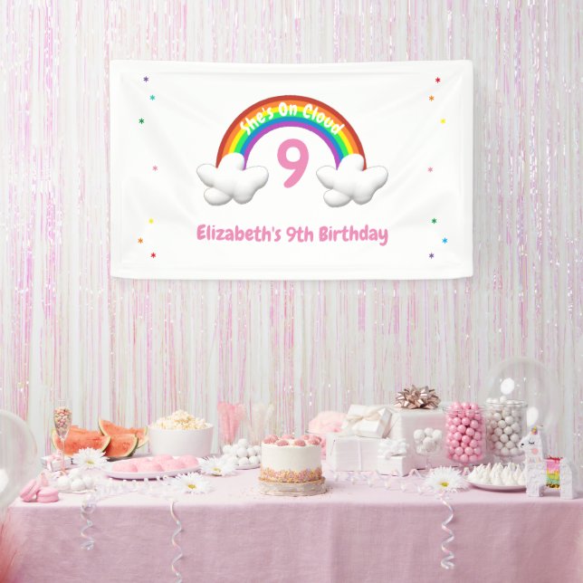 Auf Cloud 9! Rainbow Birthday Banner (Party)