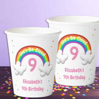 Auf Cloud 9! Rainbow Birthday Pappbecher