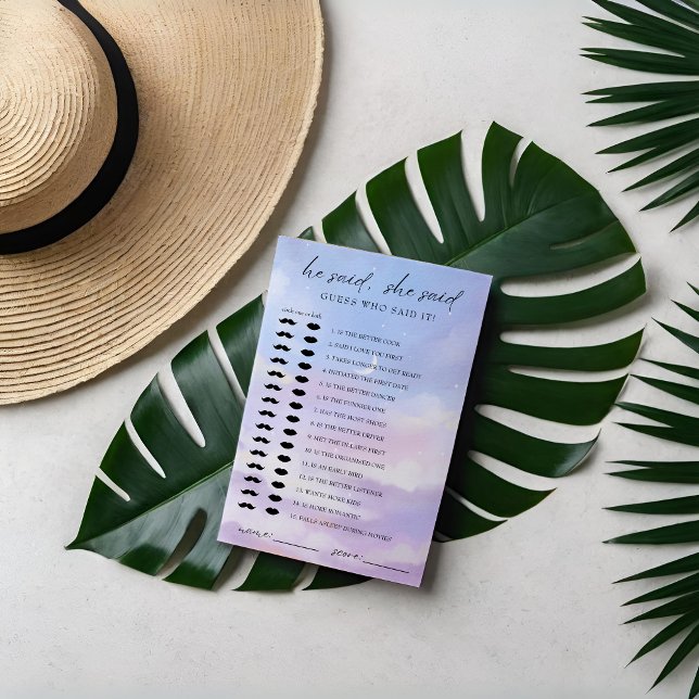 Auf Cloud 9 raten Sie, wer Brautparty-Spielkarte Einladung (Von Creator hochgeladen)