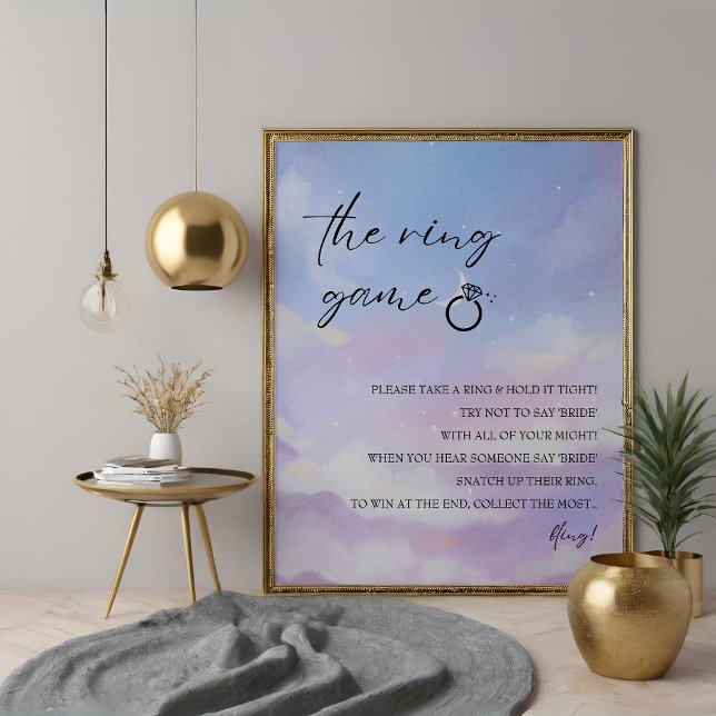 Auf Cloud 9 Ring Game Brautparty Sign Poster (Von Creator hochgeladen)