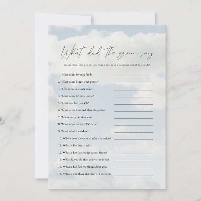 Auf Cloud 9: Was hat der Grauer zu Spielkarten ges Einladung (Vorderseite)