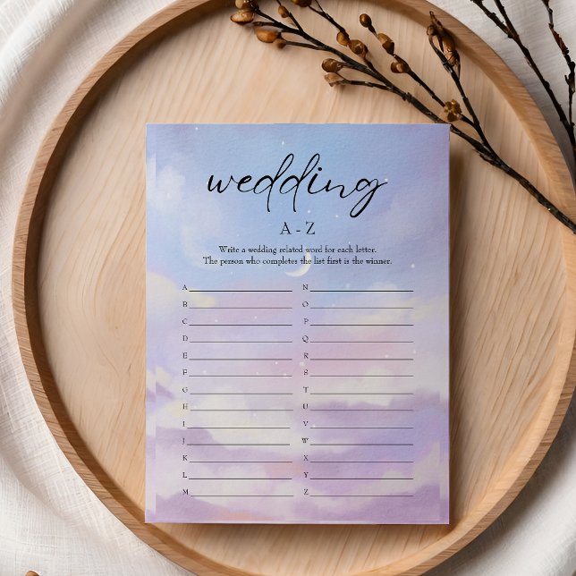 Auf Cloud 9 Wedding A-Z Brautparty Game Card Einladung (Von Creator hochgeladen)