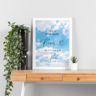 Auf Cloud 9 Wie viele Kisses Brautparty Game Poster