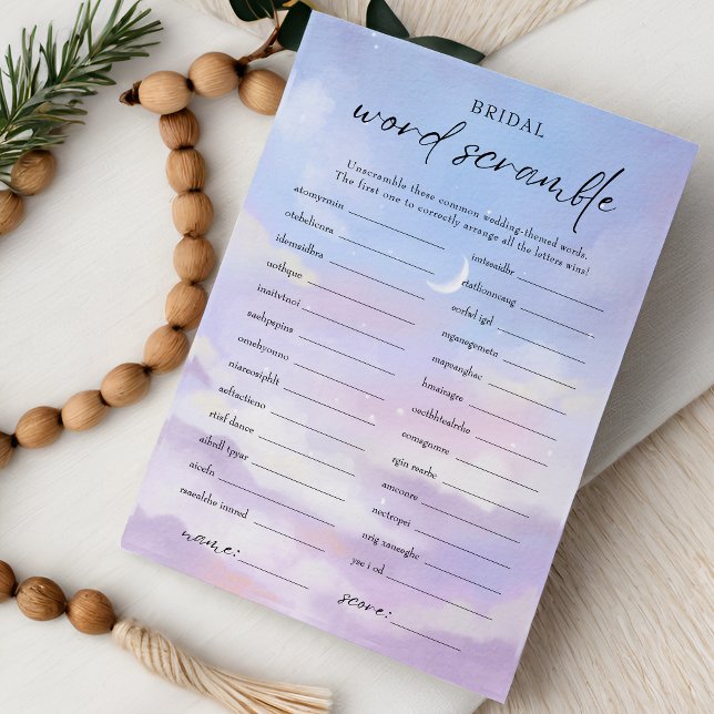 Auf Cloud 9 Word Scramble Brautparty Game Card Einladung (Von Creator hochgeladen)