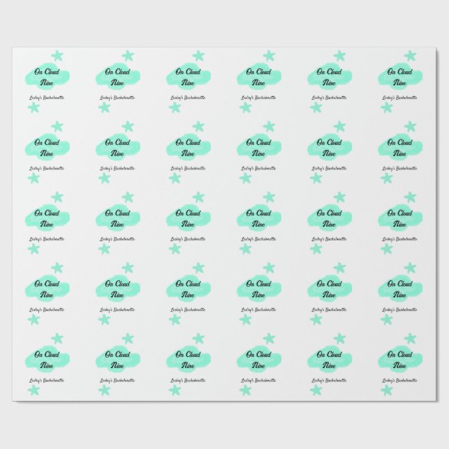 Auf Cloud neun pastellgrünen Wolken Stern Bachelor Geschenkpapier (Flach)