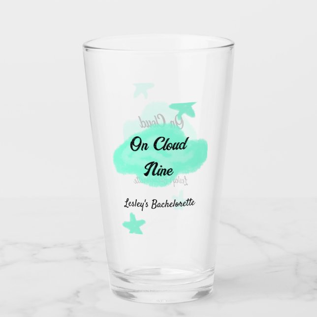 Auf Cloud neun pastellgrünen Wolken Stern Bachelor Glas (Vorderseite)