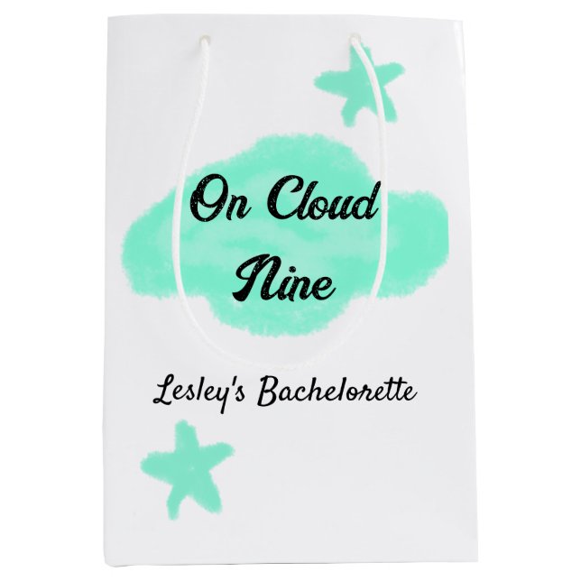 Auf Cloud neun pastellgrünen Wolken Stern Bachelor Mittlere Geschenktüte (Vorderseite)