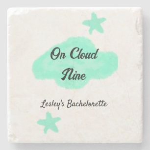 Auf Cloud neun pastellgrünen Wolken Stern Bachelor Steinuntersetzer