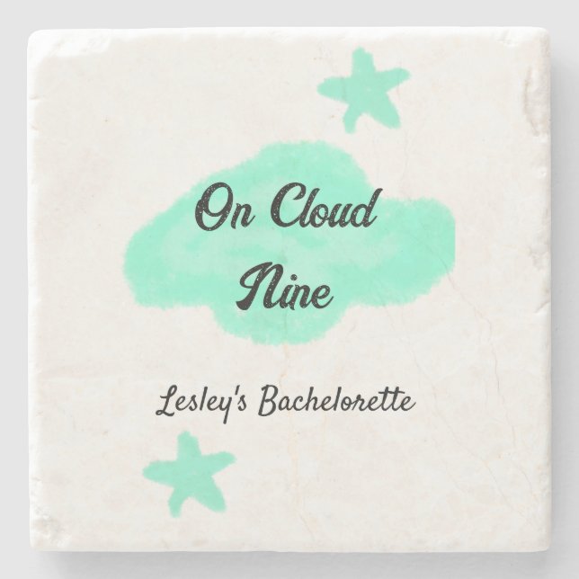 Auf Cloud neun pastellgrünen Wolken Stern Bachelor Steinuntersetzer (Vorderseite)
