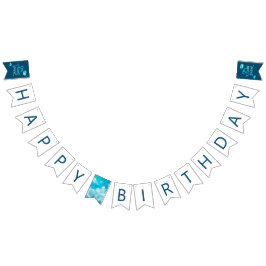 Auf Cloud Nine Blue Happy Birthday Party Deco Wimpelkette