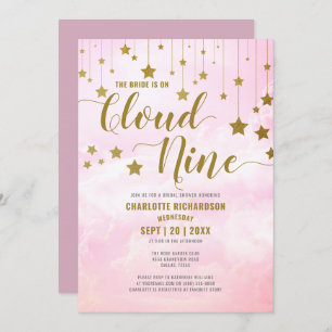 Auf Cloud Nine Dreamy Pastellrosa Brautparty Einladung