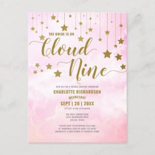 Auf Cloud Nine Dreamy Pastellrosa Brautparty Postkarte