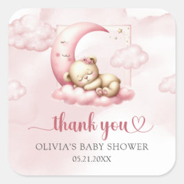 Auf Cloud Nine Modern Pink Girl Baby Shockaufklebe Quadratischer Aufkleber