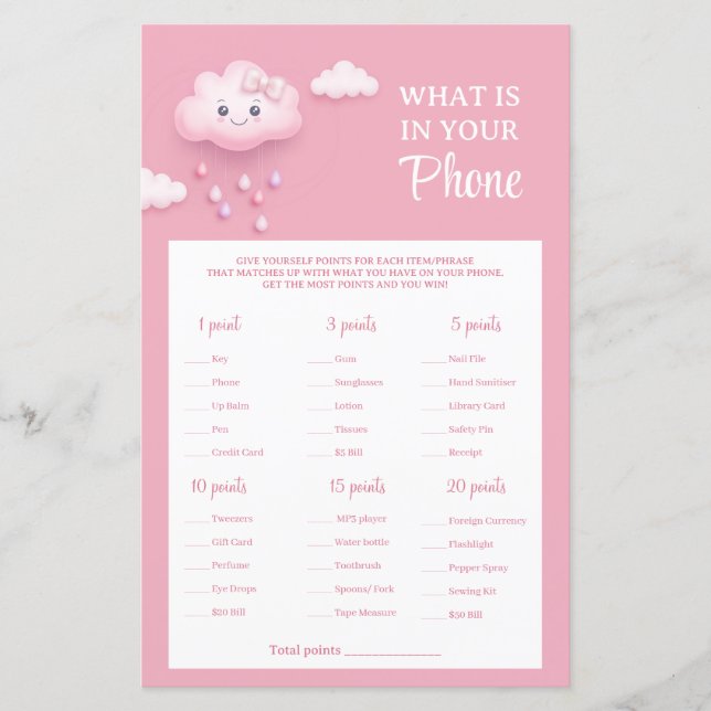 Auf Cloud Nine rosa Mädchen Was in Ihrem Handyspie (Vorderseite)