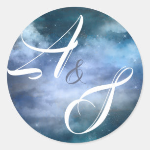 Auf Cloud Nine Wedding Runder Aufkleber