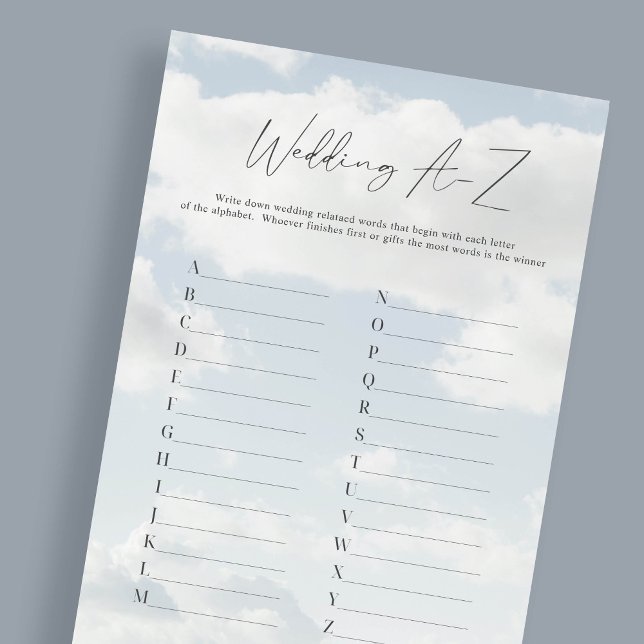 Auf Cloud Wedding A-Z Alphabet Game Cards Einladung (Von Creator hochgeladen)