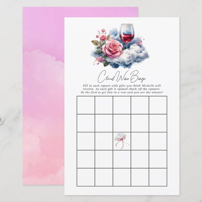 Auf Cloud Wine Brautparty Bingo Game (Vorne/Hinten)