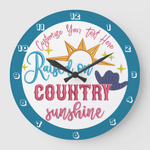 Auf Country Sunshine Zitat Western Cowboy erhoben Große Wanduhr