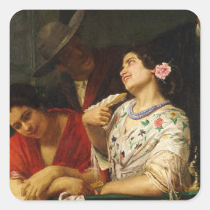 Auf dem Balkon, 1873 von Mary Cassatt Quadratischer Aufkleber