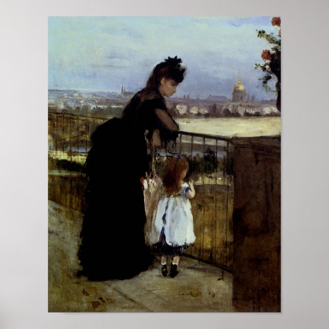 Auf dem Balkon von Berthe Morisot Poster (Vorne)