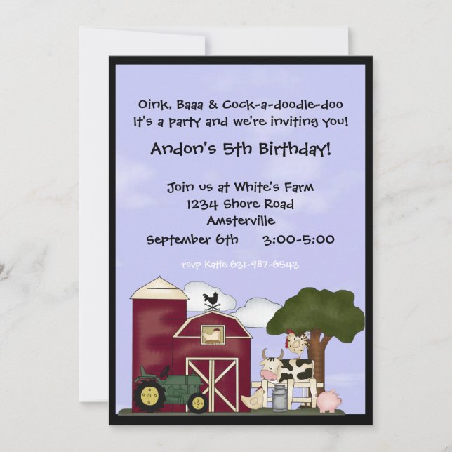 Auf dem Bauernhof Einladung (Vorderseite)